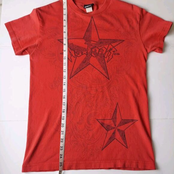 Y2K NO FEAR T-Shirt Men's S Small Double Stitch Red Black Stars Vintage Retro - Picture 5 of 7